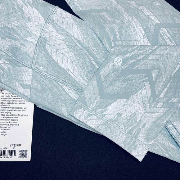 ~ NEW! Sz 4 Lululemon Swift Speed High-Rise Crop, 21" Light Gray Green Blue Lulu - Picture 7 of 16